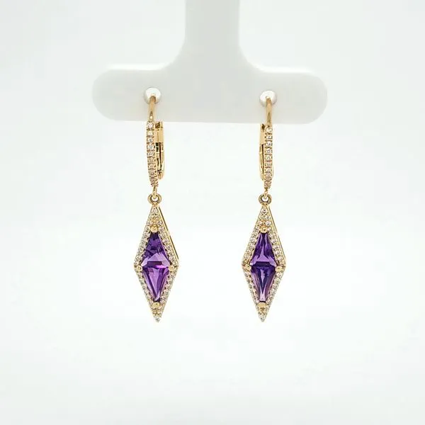 14kt yellow gold Amethyst and Diamond Earrings Carroll's Jewelers Doylestown, PA