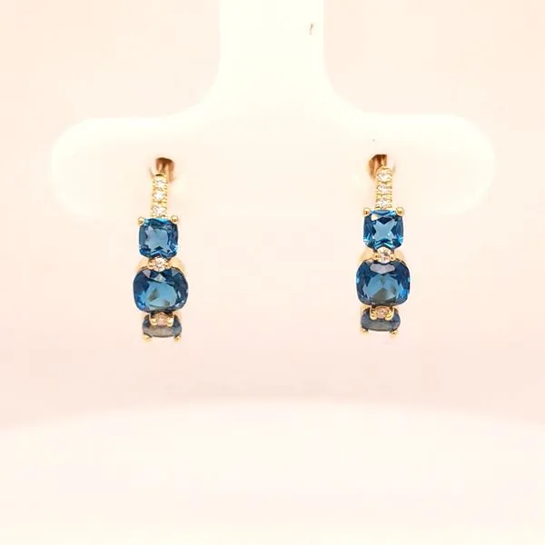 14kt YG Blue Topaz and Diamond Earrings Carroll's Jewelers Doylestown, PA
