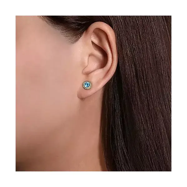 14kt YG Blue Topaz Stud earrings Image 2 Carroll's Jewelers Doylestown, PA