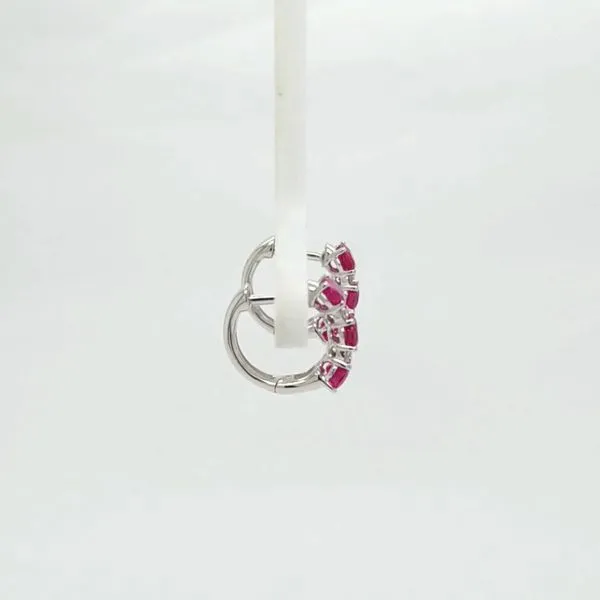 14kt WG ruby and diamond hoop earrings