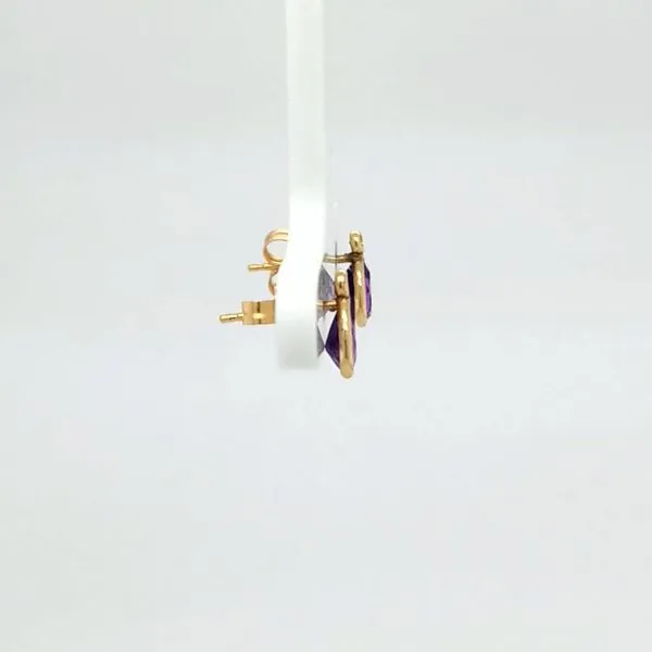 14kt YG Amerthyst and Diamond Stud Earrings
