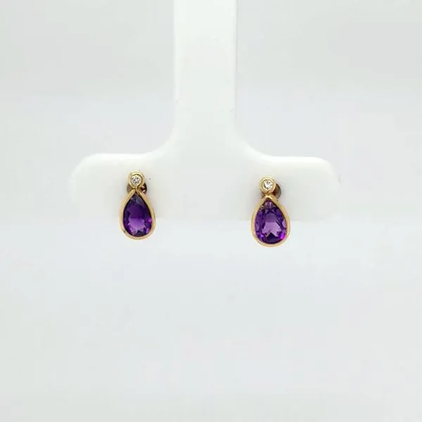 14kt YG Amerthyst and Diamond Stud Earrings