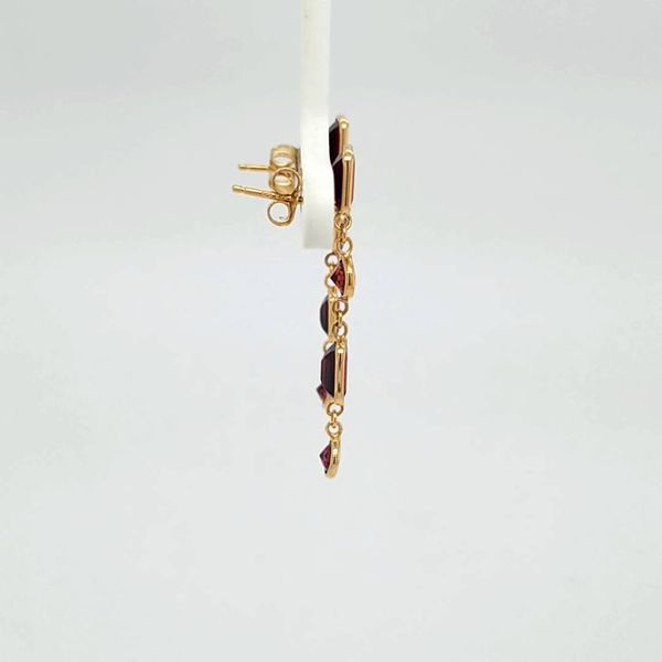 14kt YG Garnet dangle earrings Image 2 Carroll's Jewelers Doylestown, PA