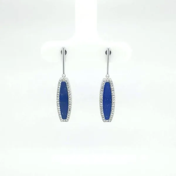 14kt WG Lapis and Diamond Drop Earrings Carroll's Jewelers Doylestown, PA