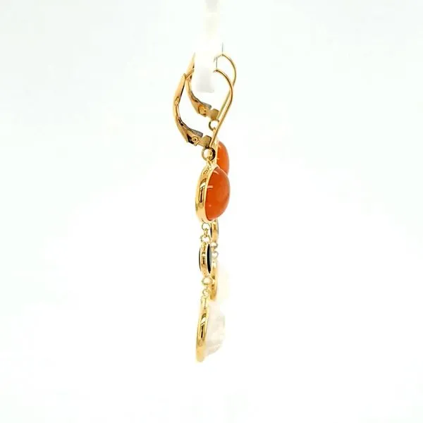 14kt YG Moonstone and Onxy Earrings