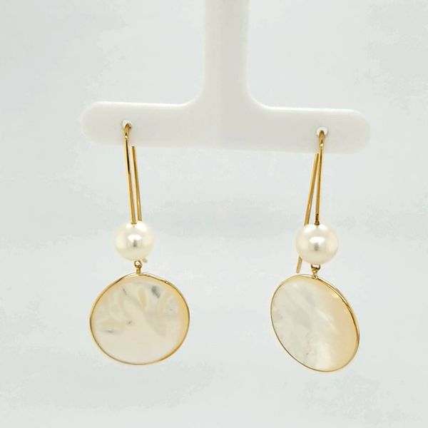 14kt YG Mother of Pearl and FW Pearl Earrings Carroll's Jewelers Doylestown, PA