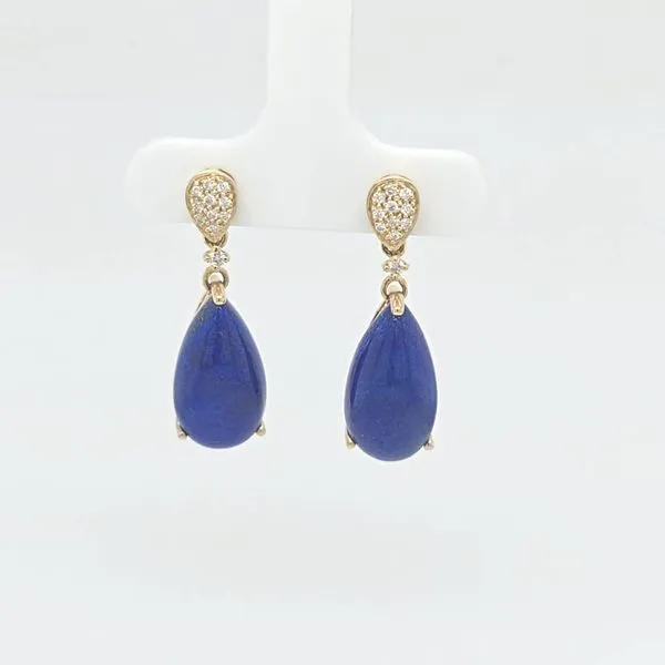 14kt YG Lapis & Diamond Dangle Earrings