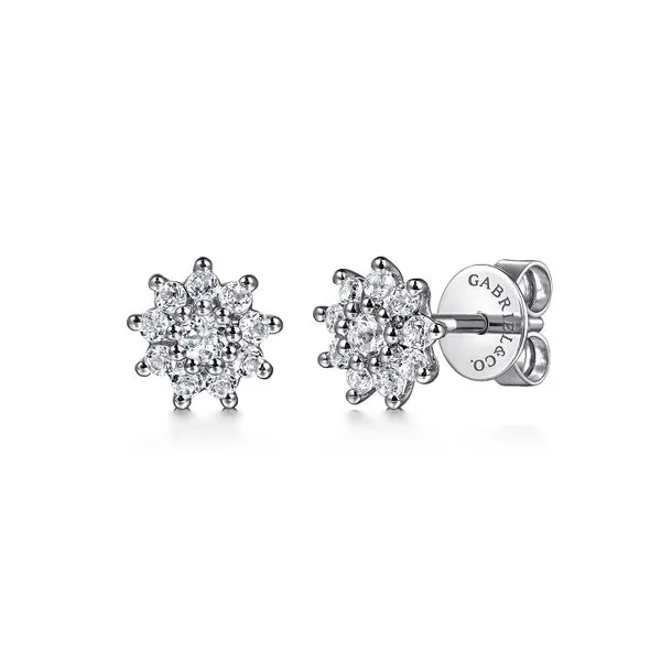 14kt WG White Sapphire Cluster Stud Earrings similar item image