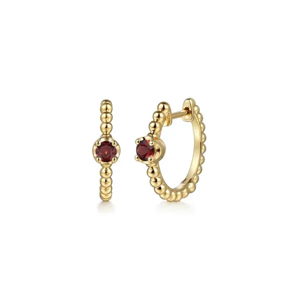 14kt YG Hoops with Garnets similar item image