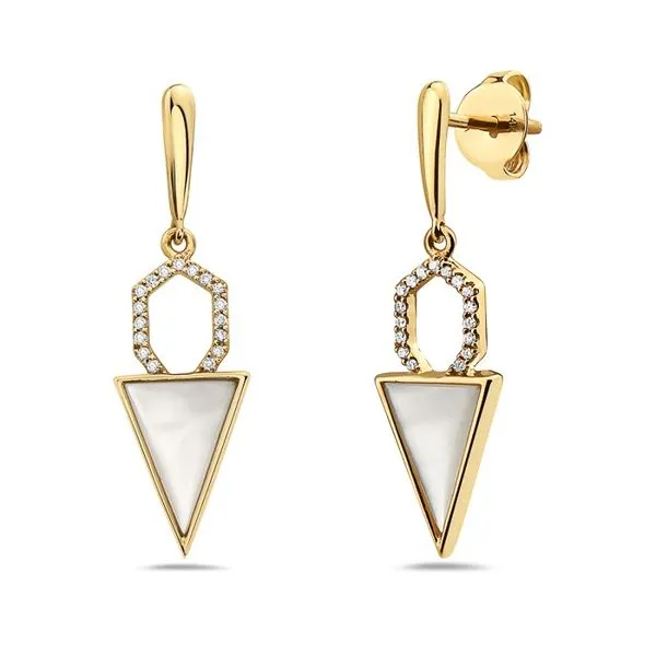 14kt YG Mother of Pearl and Diamond Earrings