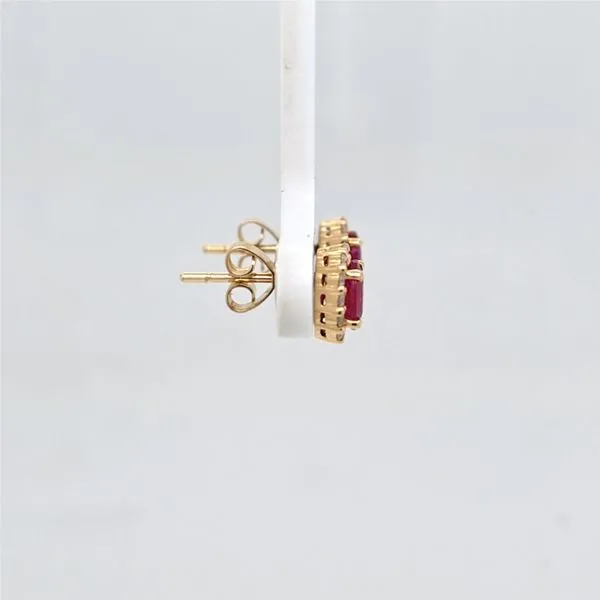 14kt YG Ruby and Diamond Stud  Earrings Image 2 Carroll's Jewelers Doylestown, PA