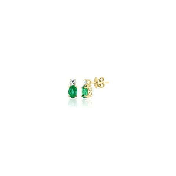 14kt YG Emerald and Diamond Stud Earrings Carroll's Jewelers Doylestown, PA