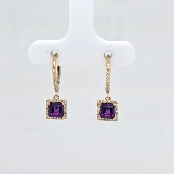 14kt YG amethyst and diamond dangle earrings Carroll's Jewelers Doylestown, PA