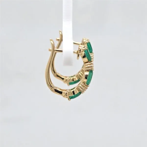 14kt YG Emerald and Diamond Hoops