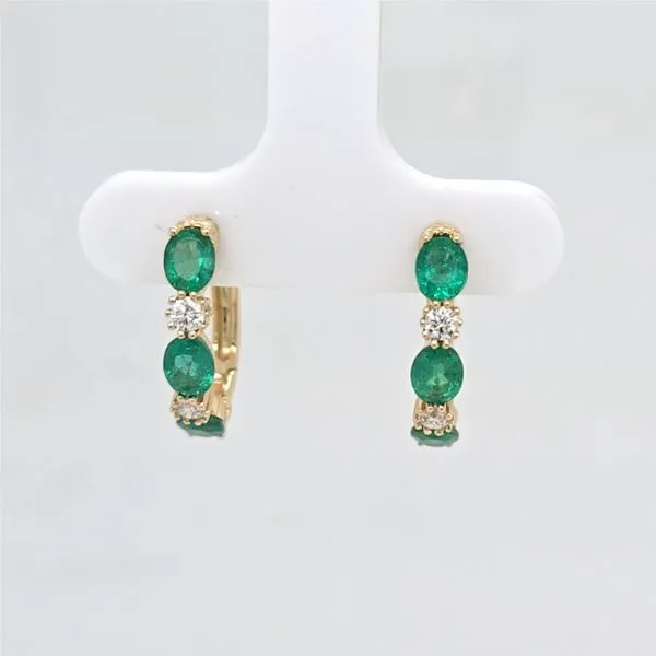 14kt YG Emerald and Diamond Hoops