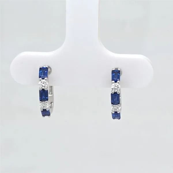 18kt WG Sapphire and Diamond Hoop Earrings Carroll's Jewelers Doylestown, PA