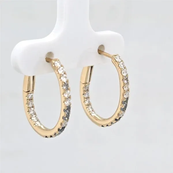 14kt YG Diamond and Sapphire Hoops Image 2 Carroll's Jewelers Doylestown, PA