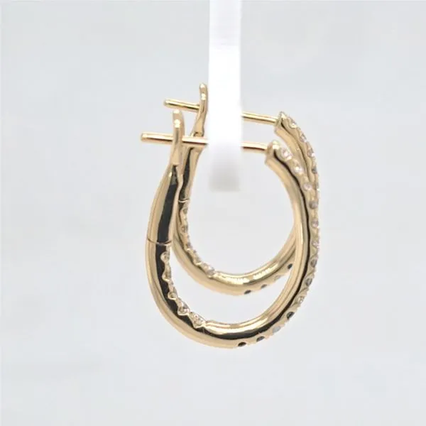 14kt YG Diamond and Sapphire Hoops Image 3 Carroll's Jewelers Doylestown, PA