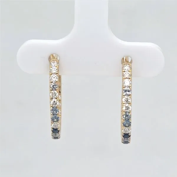 14kt YG Diamond and Sapphire Hoops Carroll's Jewelers Doylestown, PA