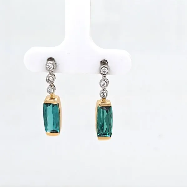 14kt 2 Tone Green Tourmaline and Diamond Earrings Carroll's Jewelers Doylestown, PA