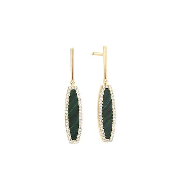 14kt YG Malachite and Diamond Drop Earrings Carroll's Jewelers Doylestown, PA