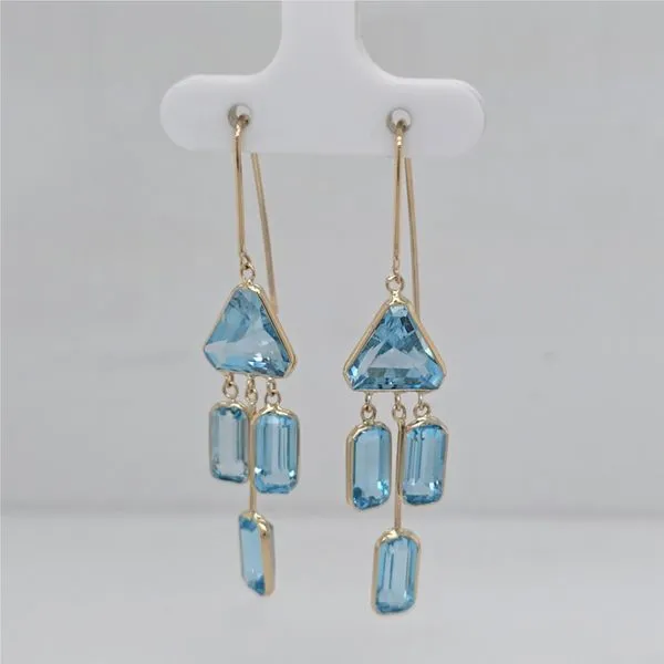 14kt YG Blue Topaz Dangle Earrings Carroll's Jewelers Doylestown, PA