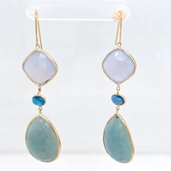 Aqua and Chalcedony Dangle Earrings Carroll's Jewelers Doylestown, PA