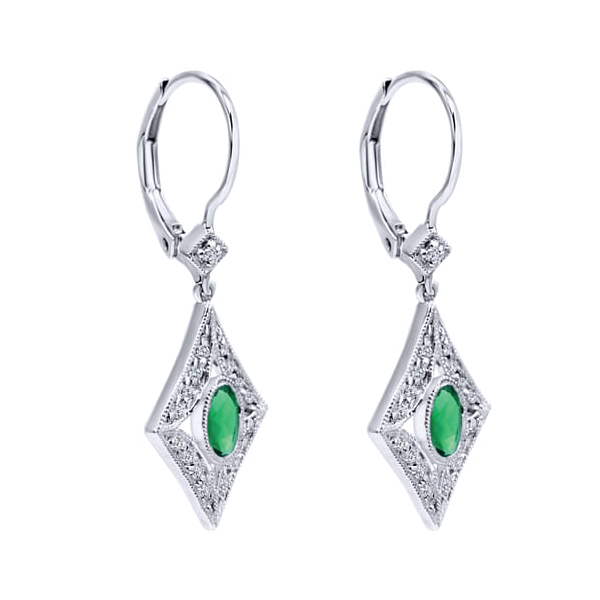 14kt WG Emerald and Diamond Earrings Image 2 Carroll's Jewelers Doylestown, PA