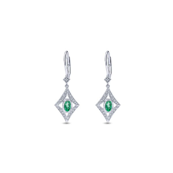 14kt WG Emerald and Diamond Earrings Carroll's Jewelers Doylestown, PA