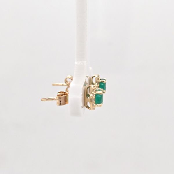 Emerald and Diamond Halo Stud Earrings Image 2 Carroll's Jewelers Doylestown, PA