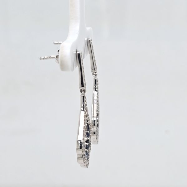 White Gold Sapphire and Diamond Dangle Earrings Image 2 Carroll's Jewelers Doylestown, PA