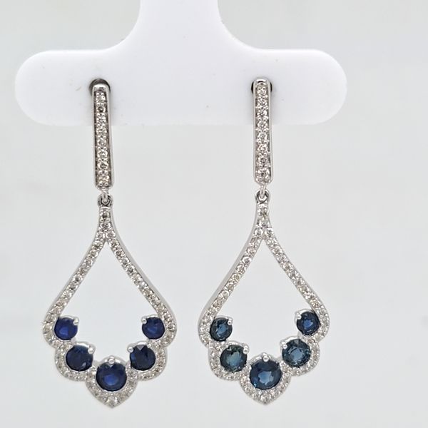 White Gold Sapphire and Diamond Dangle Earrings Carroll's Jewelers Doylestown, PA