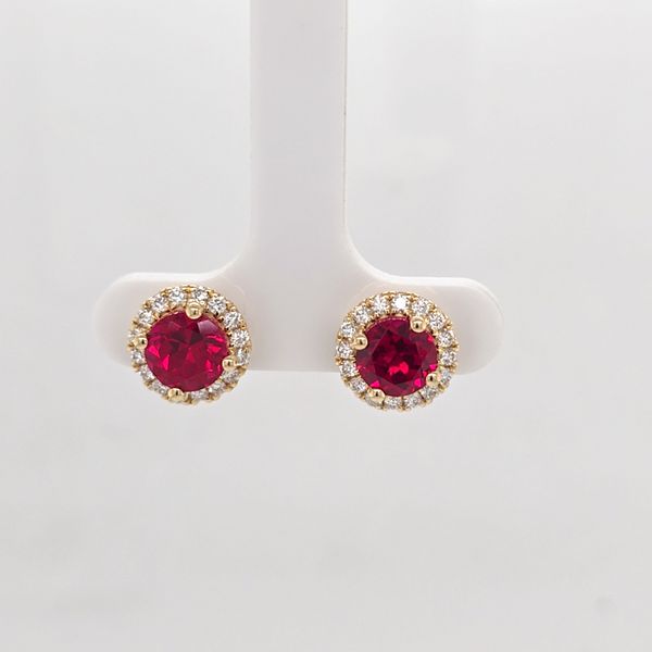 YG Ruby and Diamond Earrings Carroll's Jewelers Doylestown, PA