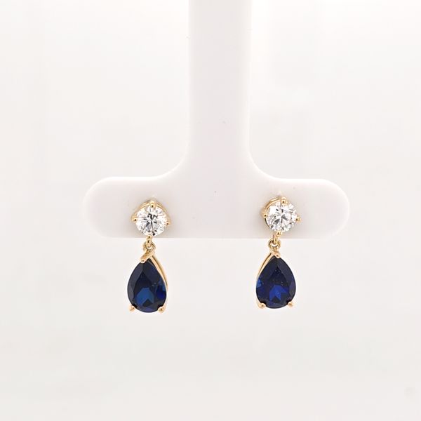 YG Sapphire and Diamond Dangle Earrings Carroll's Jewelers Doylestown, PA