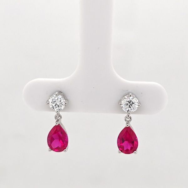 WG Ruby and Diamond Dangle Earrings Carroll's Jewelers Doylestown, PA