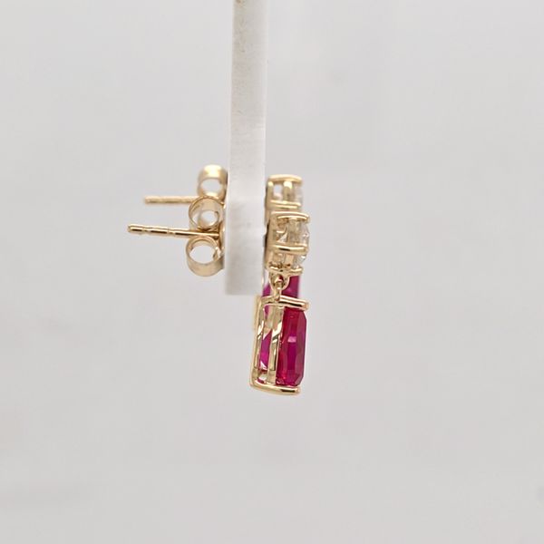 YG Ruby and Diamond Dangle Earrings Image 2 Carroll's Jewelers Doylestown, PA