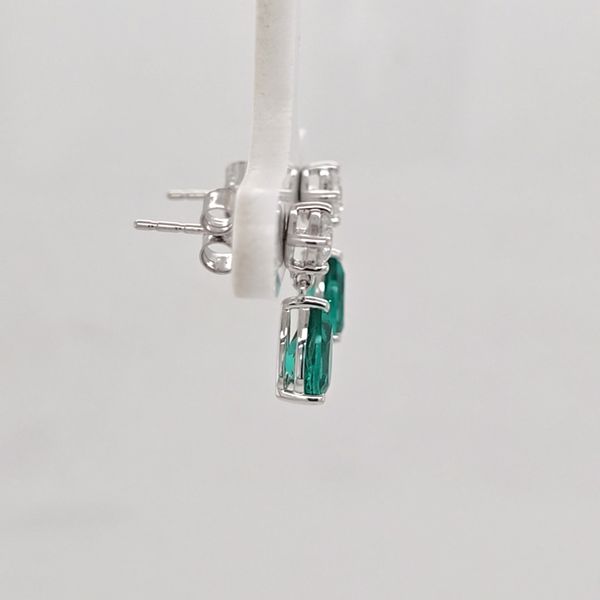 WG Emerald and Diamond Dangle Earrings Image 2 Carroll's Jewelers Doylestown, PA