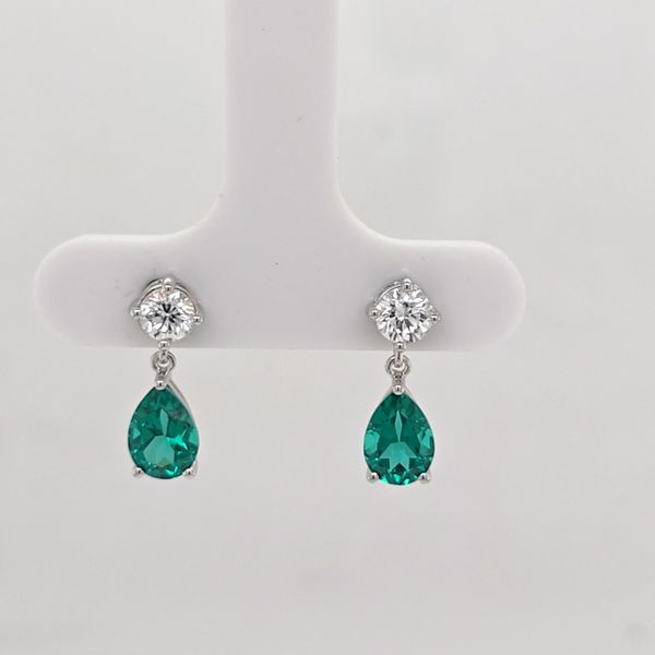 WG Emerald and Diamond Dangle Earrings Carroll's Jewelers Doylestown, PA