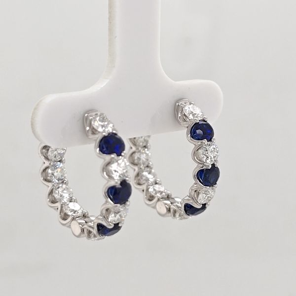 WG Sapphire and Diamond Hoop Earrings Image 3 Carroll's Jewelers Doylestown, PA