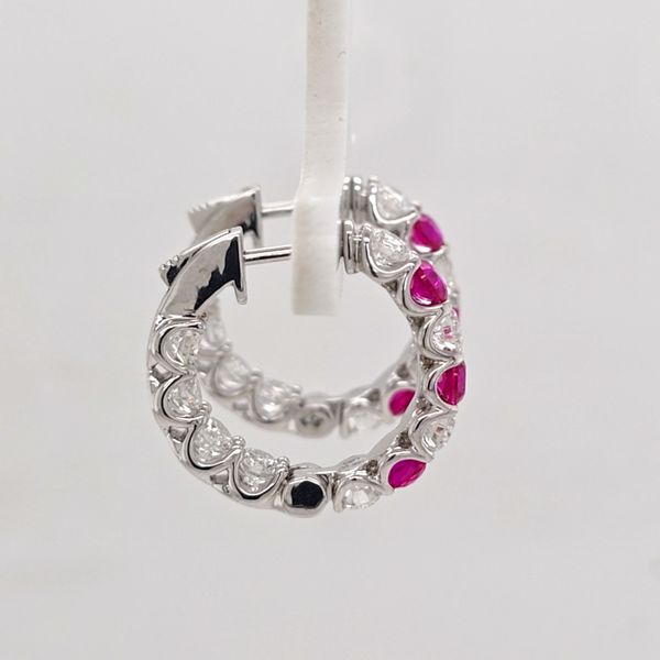 WG Ruby and Diamond Hoop Earrings Image 3 Carroll's Jewelers Doylestown, PA
