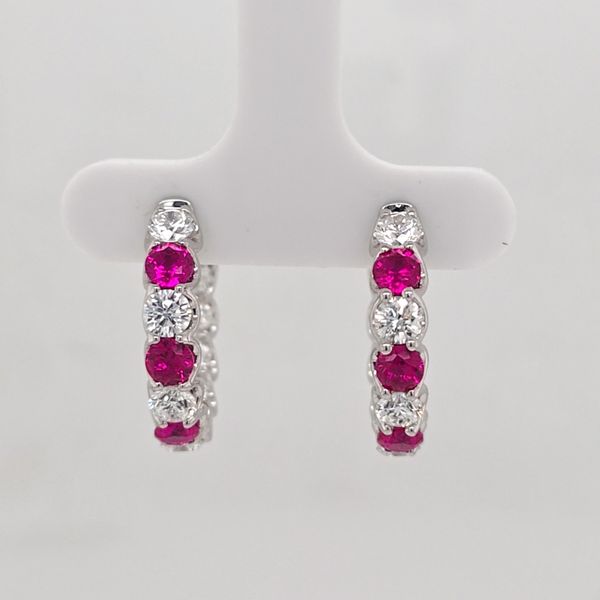 WG Ruby and Diamond Hoop Earrings Carroll's Jewelers Doylestown, PA