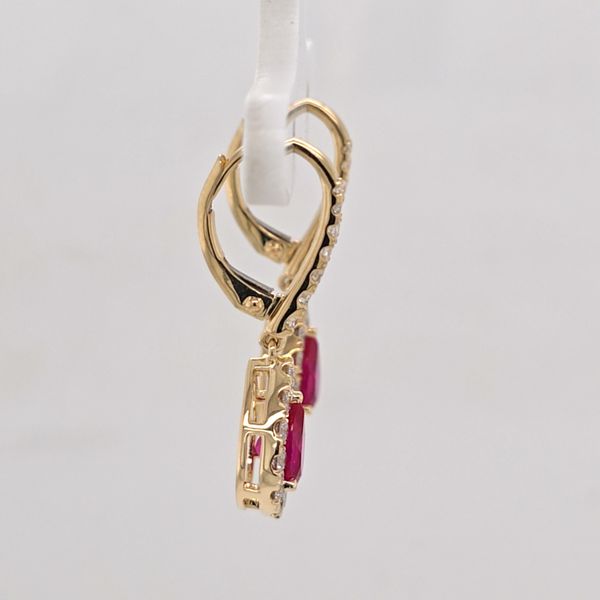 YG Ruby and Diamond Dangle Earrings Image 2 Carroll's Jewelers Doylestown, PA