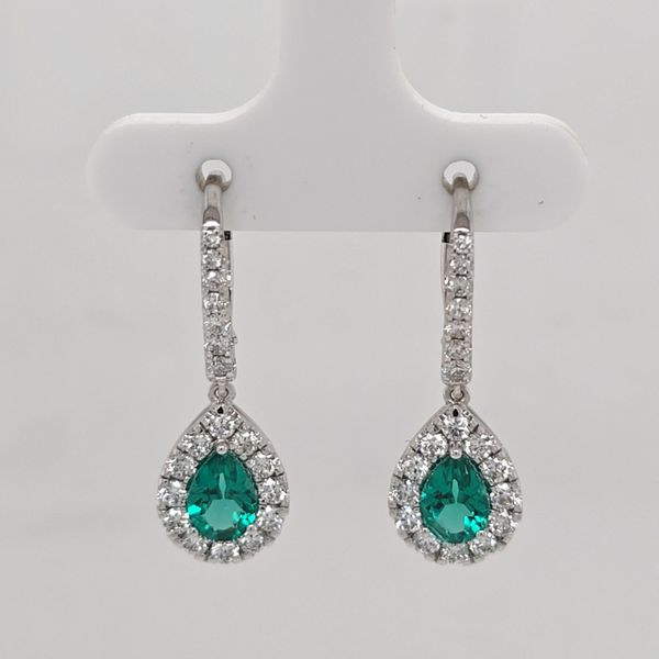 WG Emerald and Diamond Dangle Earrings Carroll's Jewelers Doylestown, PA