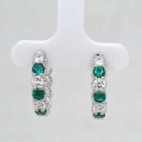 WG Emerald and Diamond Hoop Earrings Carroll's Jewelers Doylestown, PA