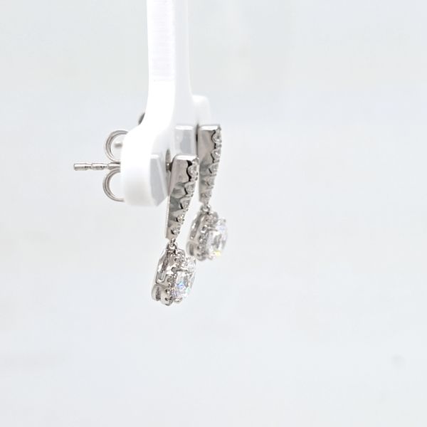 Diamond Halo Post Dangle Earrings Image 2 Carroll's Jewelers Doylestown, PA