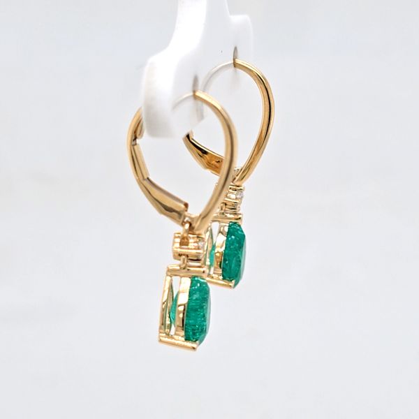 Emerald and Diamond Dangle Earrings Image 2 Carroll's Jewelers Doylestown, PA