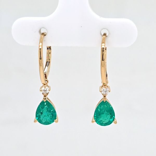 Emerald and Diamond Dangle Earrings Carroll's Jewelers Doylestown, PA