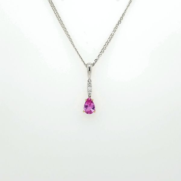 14kt WG Pink Sapphire and Diamond Pendant Image 2 Carroll's Jewelers Doylestown, PA