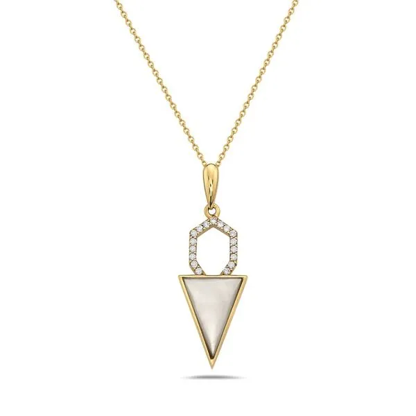 14kt YG Mother of Pearl and Diamond Pendant Carroll's Jewelers Doylestown, PA