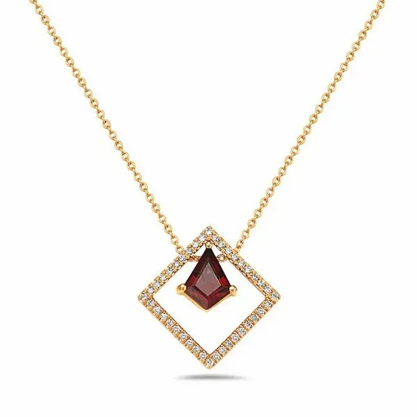 14kt YG Garnet and Diamond Pendant Carroll's Jewelers Doylestown, PA